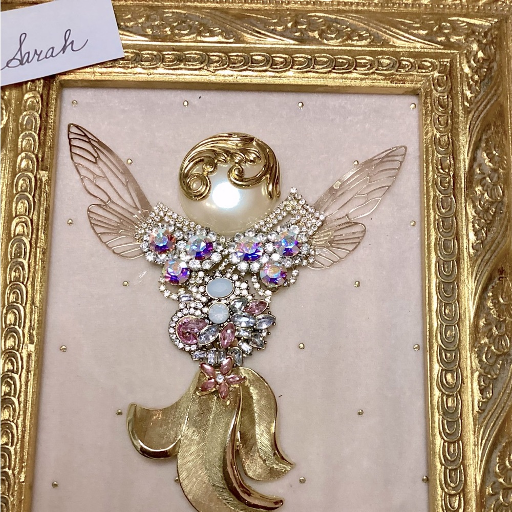 Angel, Sarah, has so much movement in her. Done in gold and pearl.